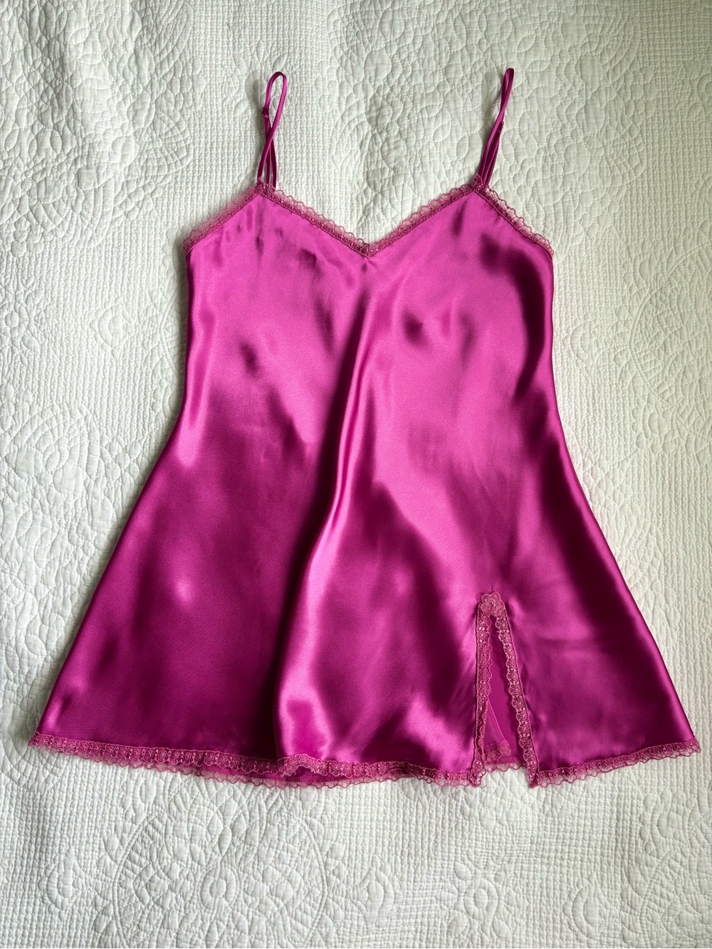 Vintage 90s Pink Satin Mini Dress and Slip Robe 2 Piece Set